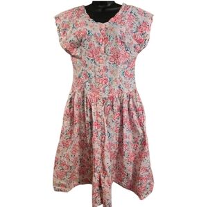 Vintage Adonna Pink Floral 80s 90s Gramma Midi Dress Shabby Chic Cottage